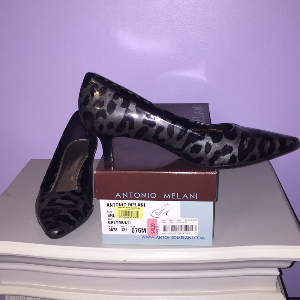 Antonio Melani Grey Leopard Heels 7.5 new!